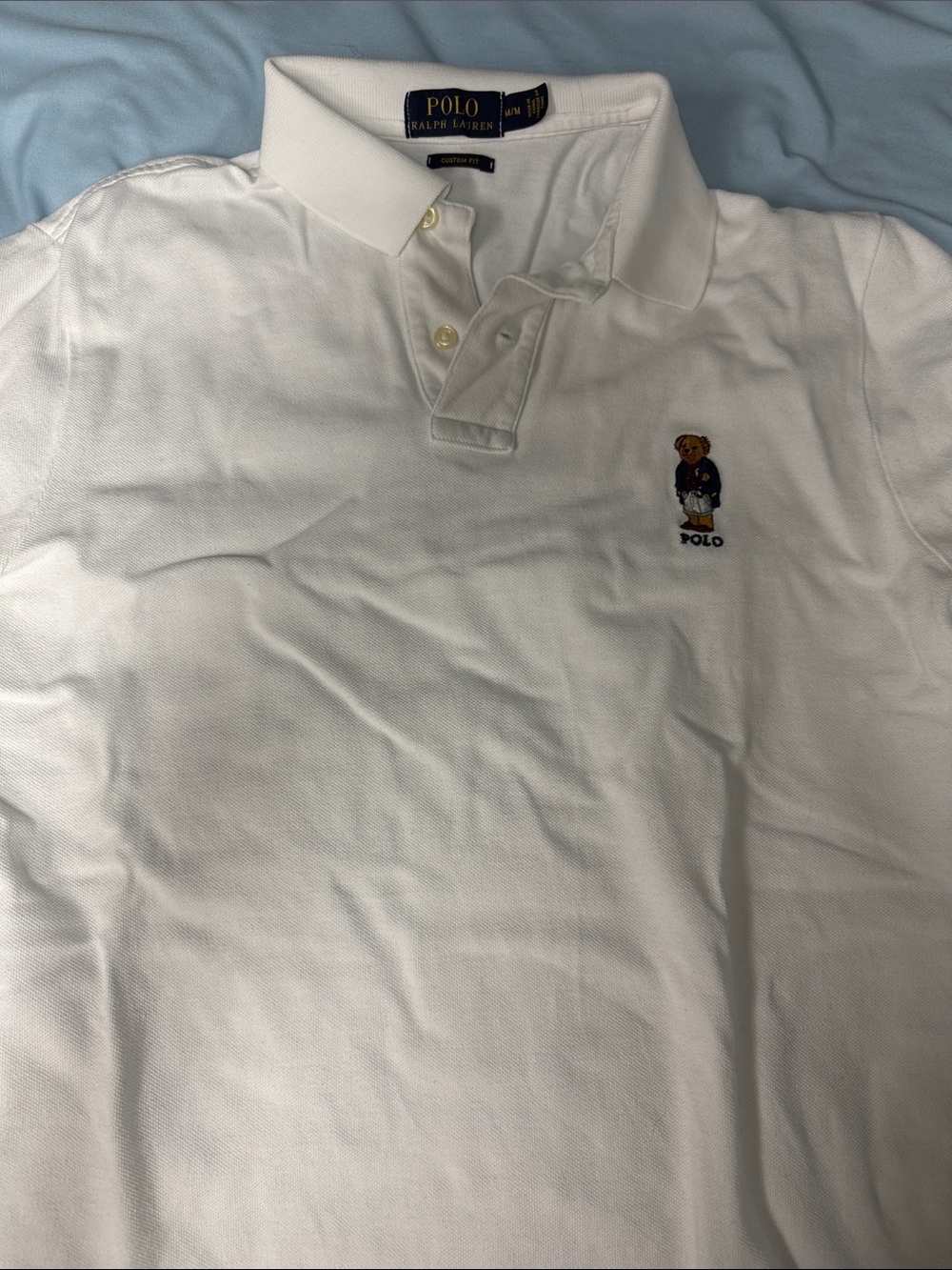 Polo by Ralph Lauren White Short-Sleeve Polo with Bear Embroidery